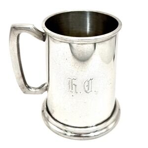 Vintage Pewter‎ Tankard Mug Monogrammed "H.C." Sheffield England Beer Mug